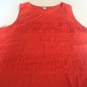 jJ.Crew sleeveless 100% Cotton top with Lace-L